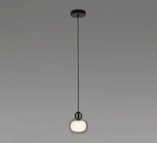 Suspension, Nabila 552.22, noir matt, noir chromé et verre fumé, IP40, Ø16cm, H17,5cm - Tooy
