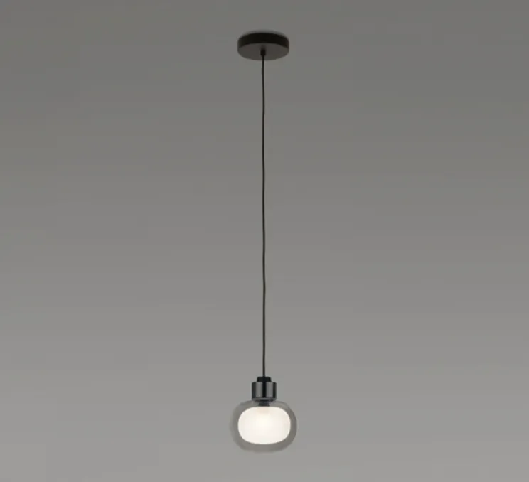 Suspension, Nabila 552.22, noir matt, noir chromé et verre fumé, IP40, Ø16cm, H17,5cm - Tooy