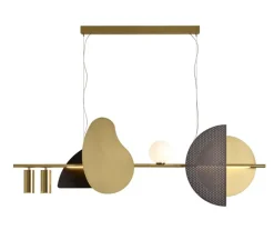 Suspension, Nacho 1300, laiton satiné, laiton satiné, graphite satiné, L130cm, H45cm - CVL