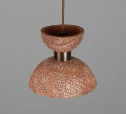 Suspension, Nakaii, rouge fer, laiton antique, Ø20cm, H20cm - Mullan Lighting