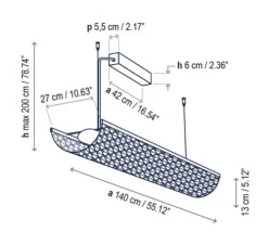 Suspension, Nans Balis S/140, marron, IP54, LED, dim, 2400K, 4400 lm, L140cm, H13cm - Bover