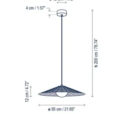 Suspension, Nans Balis S/55, rouge, IP54, LED, dim, 2700K, 635 lm, Ø55cm, H12cm - Bover