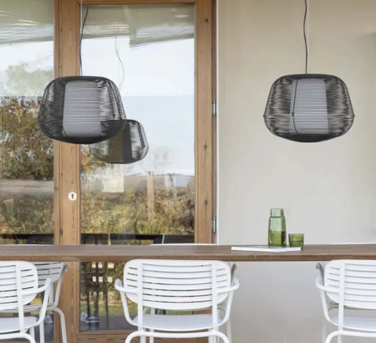 Suspension, Nara, noir, IP65, Ø46cm, H35cm - Faro