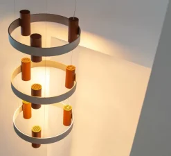 Suspension, Nastro 563.19, coquille d'œuf, terracotta, IP40, LED, dim, 2700K, 12000 lm, Ø61,5cm, H194cm - Tooy