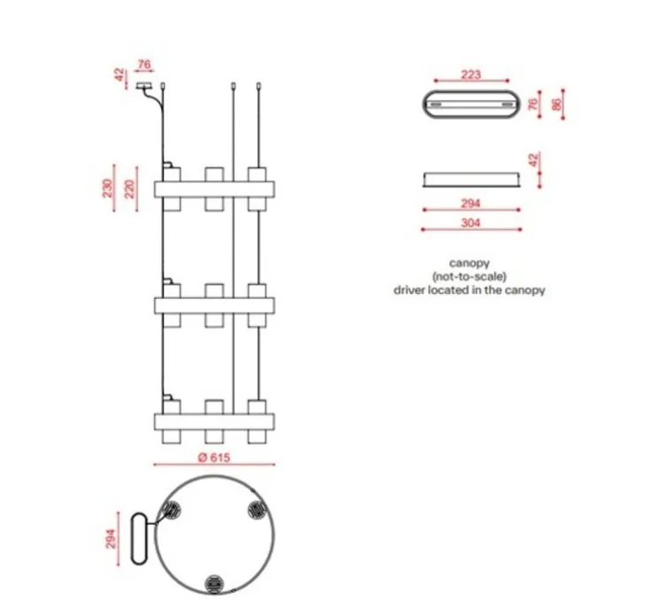 Suspension, Nastro 563.19, coquille d'œuf, terracotta, IP40, LED, dim, 2700K, 12000 lm, Ø61,5cm, H194cm - Tooy