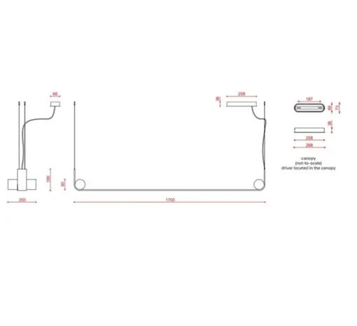 Suspension, Nastro 563.22, direct, coquille d'œuf, noir texturé, IP40, LED, dim, 2700K, 8000 lm, L170cm, H19cm - Tooy