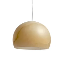Suspension, Neil 25, albâtre, câble noir et rosace nickel mat, LED, 2700K, 910lm, Ø25cm, H18cm - Carpyen