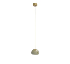 Suspension, Neil 11, albâtre, câble or et rosace or satiné, LED, 2700K, 654lm, Ø11cm, H7,2cm - Carpyen