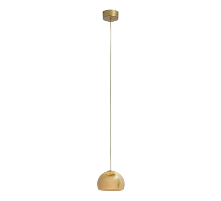 Suspension, Neil 15, albâtre, câble et rosace or satiné, LED, 2700K, 654lm, Ø15cm, H10cm - Carpyen