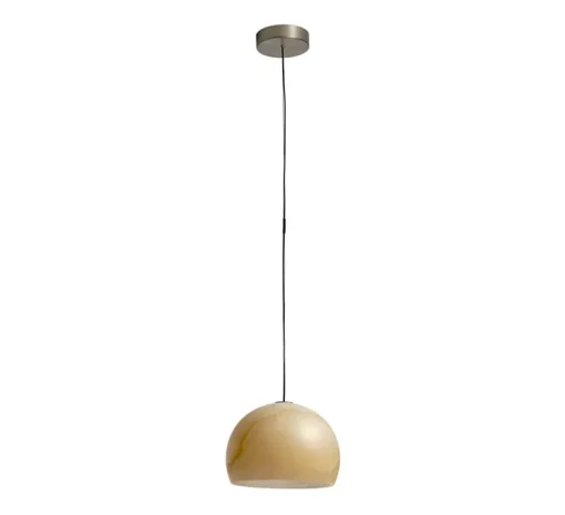 Suspension, Neil 25, albâtre, câble or et rosace or satiné, LED, 2700K, 910lm, Ø25cm, H18cm - Carpyen