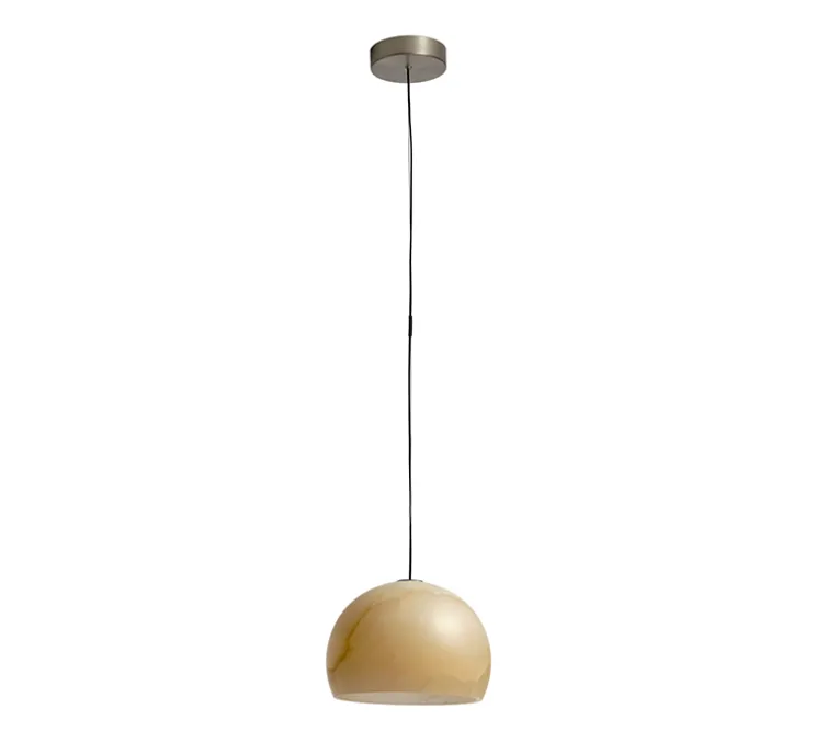 Suspension, Neil 25, albâtre, câble or et rosace or satiné, LED, 2700K, 910lm, Ø25cm, H18cm - Carpyen