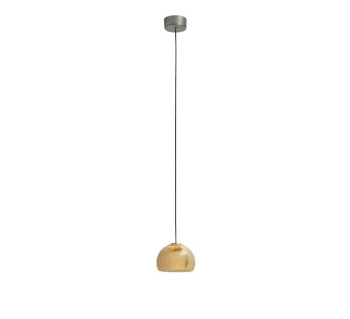 Suspension, Neil 11, albâtre, câble noir et rosace nickel mat, LED, 2700K, 654lm, Ø11cm, H7,2cm - Carpyen