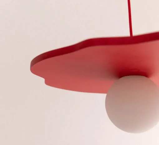 Suspension, Nenuphar moyen, peinture laquée rouge, Ø50cm, H1,5cm - Little Anana