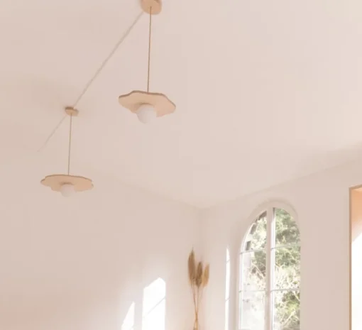 Suspension, Nenuphar petit, bois naturel, Ø35cm, H1,5cm - Little Anana