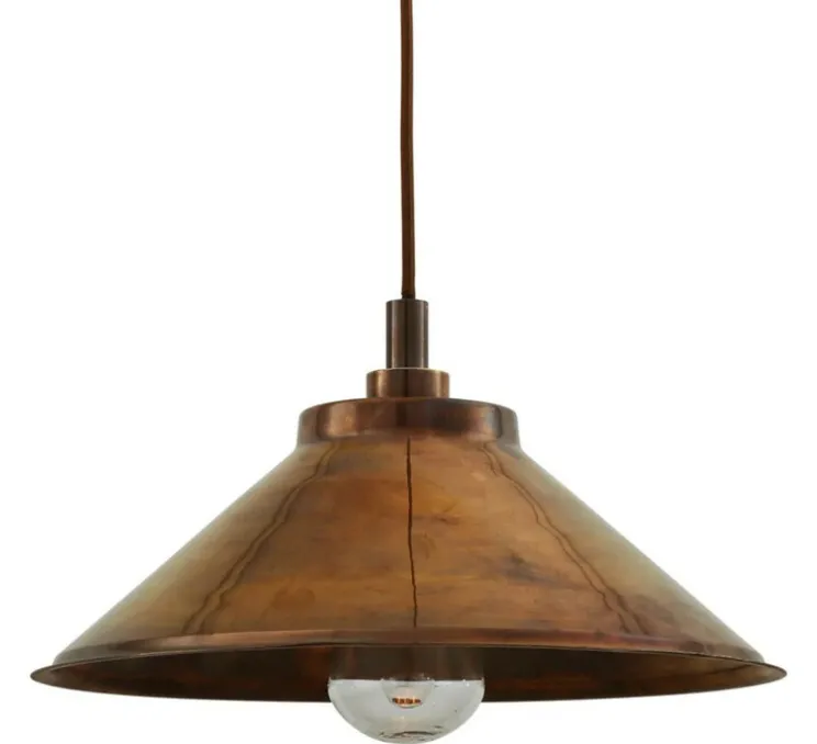 Suspension, Nerissa, Laiton antique, verre transparent, IP65, Ø37,5cm, H22cm - Mullan Lighting