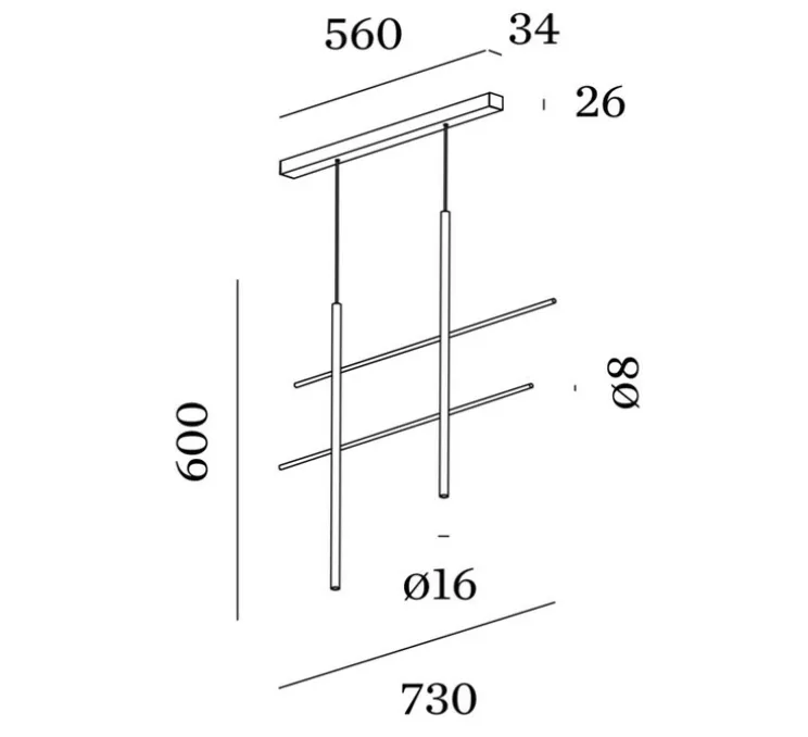 Suspension, Net 2.0, noir, LED, dim, 2700K, 500 lm, L73cm, H60cm - Wever&Ducré