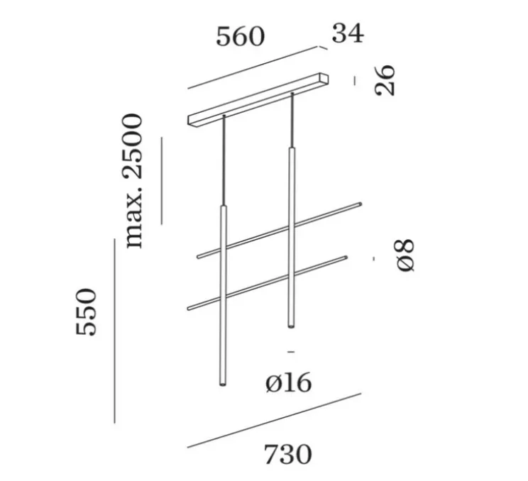 Suspension, Net 2.0, or, LED, dim, 2700K, 500 lm, L73cm, H55cm - Wever&Ducré