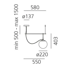 Suspension, NH S1, blanc, laiton, noir, L58cm, H40,3cm - Artemide