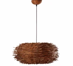 Suspension, NIDO, rotin, noir, LED, Ø60cm, H29cm - Faro