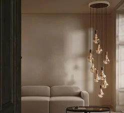 Suspension, Nine pendant + Voronoi II, noyer, 2200K, 150lm, dim, Ø5cm, H500cm maximum- Tala