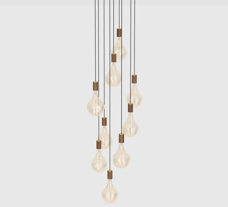 Suspension, Nine pendant + Voronoi II, noyer, 2200K, 150lm, dim, Ø5cm, H500cm maximum- Tala