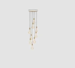 Suspension, Nine, Varonoï II, blanc, chêne, Ø50,8cm, H5cm - Tala