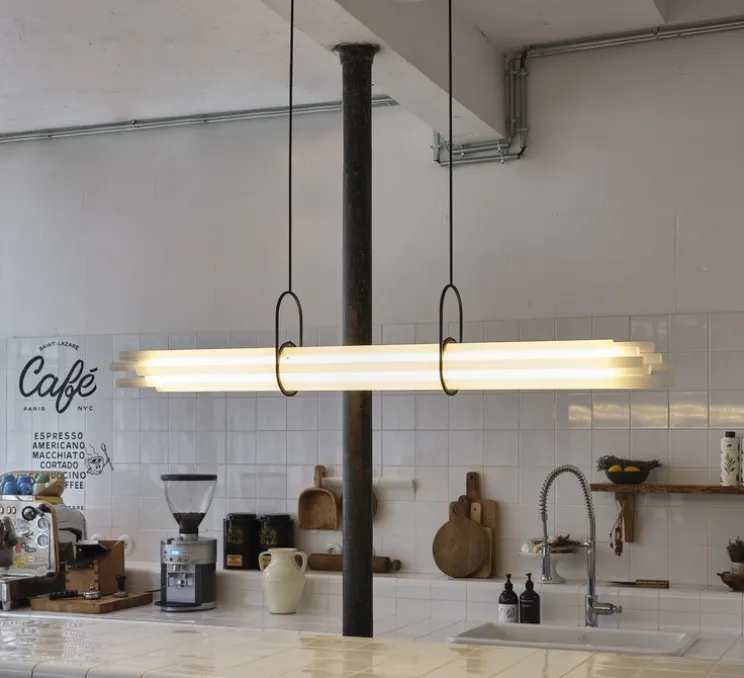 Suspension, NL 12, noir et blanc, LED, 2700K, 4800 lm, L130cm, H10,4cm - DCW éditions Paris