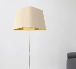 Suspension nomade, XL Nuage, beige satiné, or, Ø60cm, H35cm - Designheure