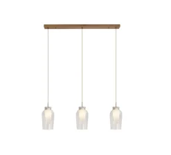 Suspension, Nora 3 lights, blanc, chrome, tige laiton, L108cm, H38,7cm - Mantra