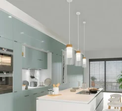 Suspension, Nora, bois, blanc, Ø18cm, H38,7cm - Mantra