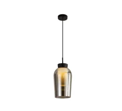 Suspension, Nora, verre fumé, Marbre noir, Ø18cm, H38,7cm - Mantra