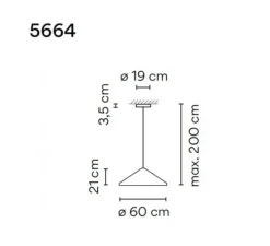 Suspension, North 5664, noir, LED, dim, 2700K, 1041 lm, Ø60cm, H21cm - Vibia