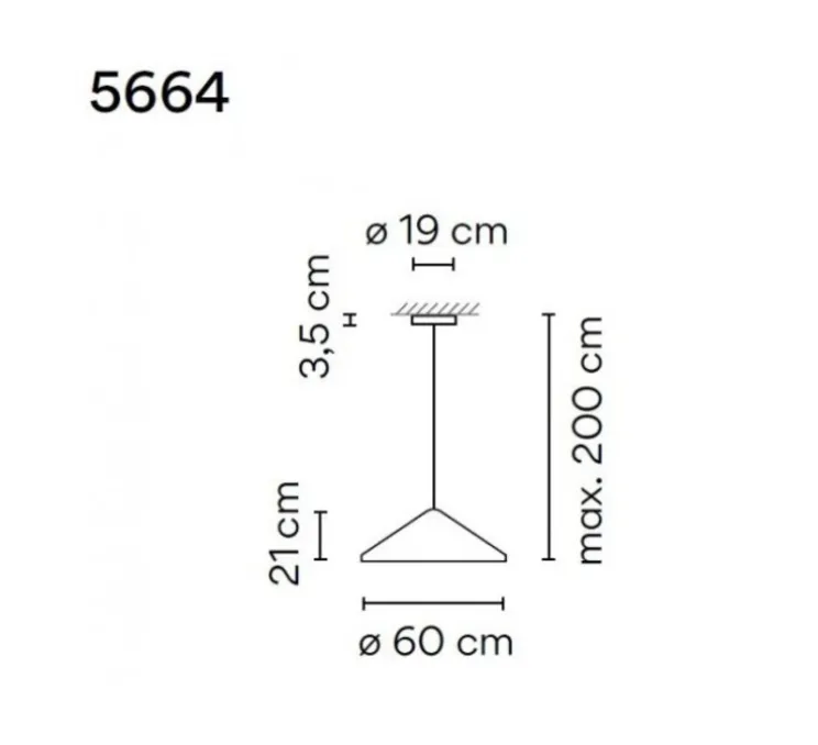 Suspension, North 5664, noir, LED, dim, 2700K, 1041 lm, Ø60cm, H21cm - Vibia
