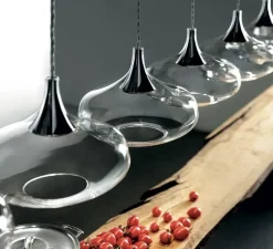 Suspension, Nostalgia large sans rosace, verre transparent, chrome, LED, dim, 2700K, 1280 lm, Ø28cm, H21,5cm - Lodes