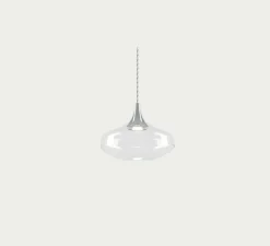 Suspension, Nostalgia large sans rosace, verre transparent, chrome, LED, dim, 2700K, 1280 lm, Ø28cm, H21,5cm - Lodes