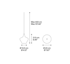 Suspension, Nostalgia medium sans rosace, noir & transparent, LED, dim, 2700K, 1280 lm, Ø20cm, H21,5cm - Lodes