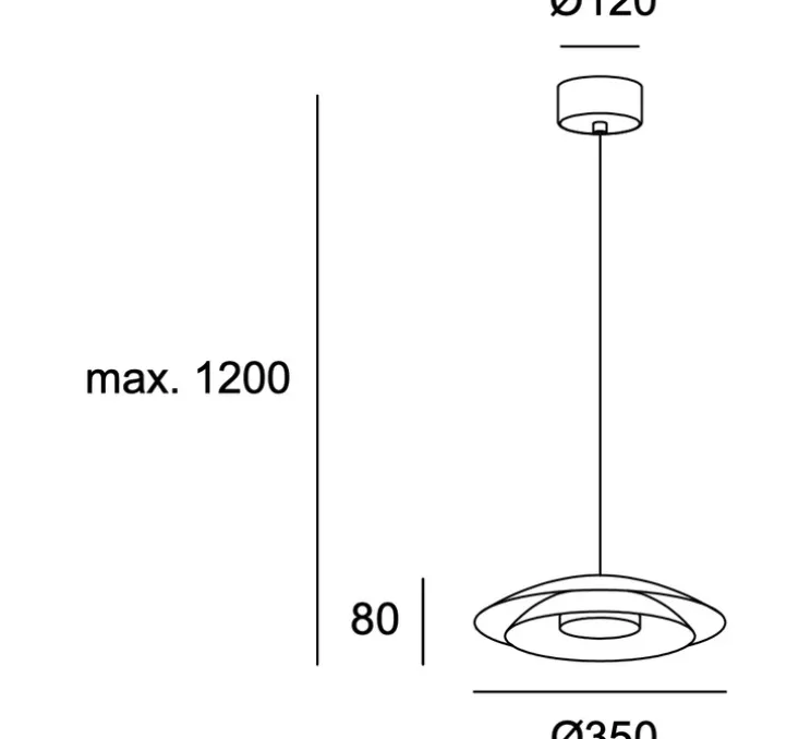 Suspension, Noway, noir, LED, dim, 2700k, 618 lm, Ø35cm, H8cm - LEDs C4