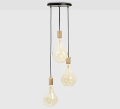 Suspension, Oak Triple, Voronoi II, noir, bois, IP54, Ø25cm, H300cm - Tala