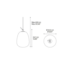 Suspension, Oblo Large sans rosace, transparent, LED, dim, 2700K, 1280 lm, Ø24,5cm, H34,7cm - Lodes