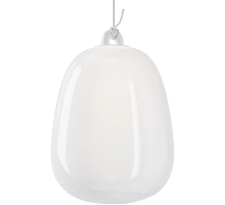 Suspension, Oblo Large sans rosace, blanc soie, LED, dim, 2700K, 1280 lm, Ø24,5cm, H34,7cm - Lodes