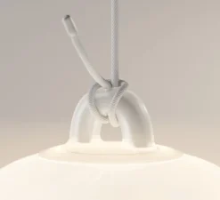 Suspension, Oblo Large sans rosace, blanc soie, LED, dim, 2700K, 1280 lm, Ø24,5cm, H34,7cm - Lodes