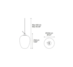 Suspension, Oblo Medium sans rosace, blanc soie, LED, dim, 2700K, 1280 lm, Ø20,6cm, H29,6cm - Lodes