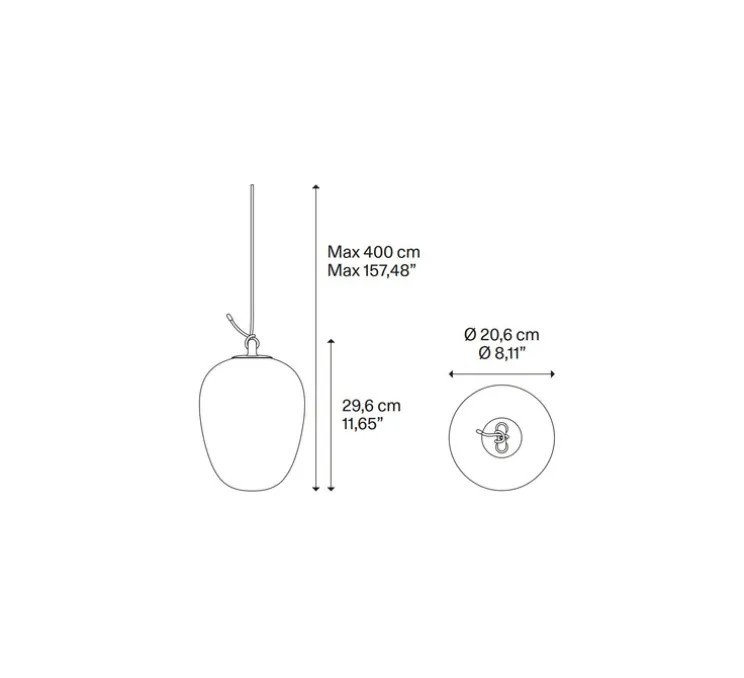 Suspension, Oblo Medium sans rosace, blanc soie, LED, dim, 2700K, 1280 lm, Ø20,6cm, H29,6cm - Lodes