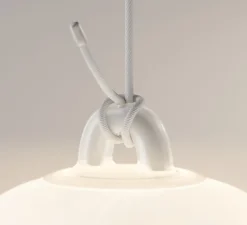 Suspension, Oblo Medium sans rosace, blanc soie, LED, dim, 2700K, 1280 lm, Ø20,6cm, H29,6cm - Lodes