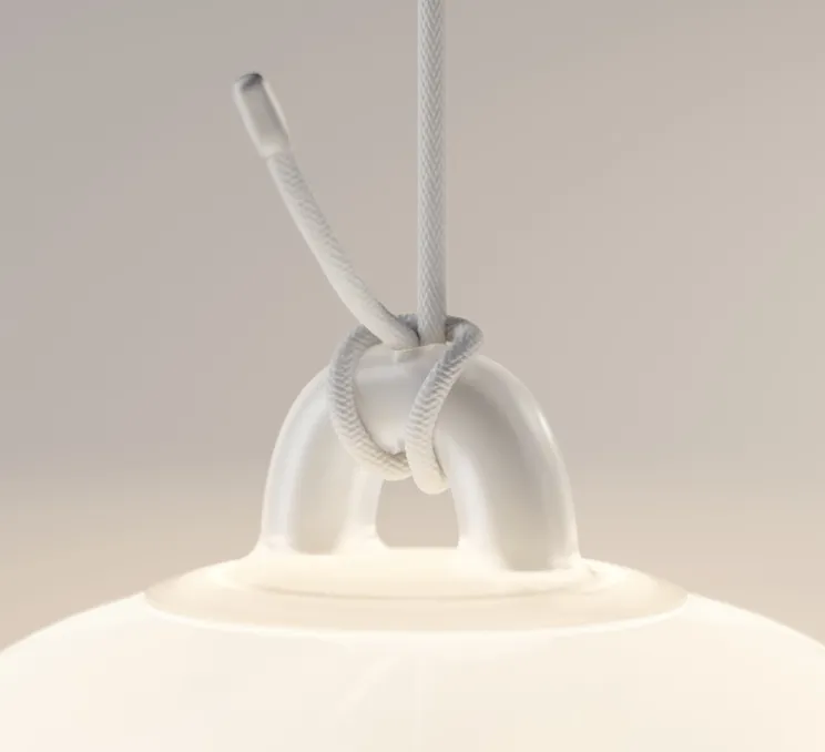 Suspension, Oblo Medium sans rosace, blanc soie, LED, dim, 2700K, 1280 lm, Ø20,6cm, H29,6cm - Lodes