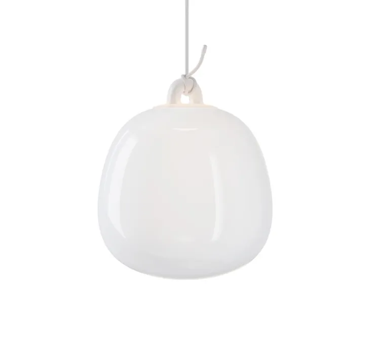 Suspension, Oblo Small sans rosace, blanc soie, LED, dim, 2700K, 1280 lm, Ø21cm, H24,3cm - Lodes