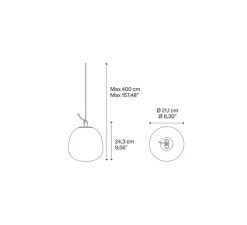 Suspension, Oblo Small sans rosace, blanc soie, LED, dim, 2700K, 1280 lm, Ø21cm, H24,3cm - Lodes
