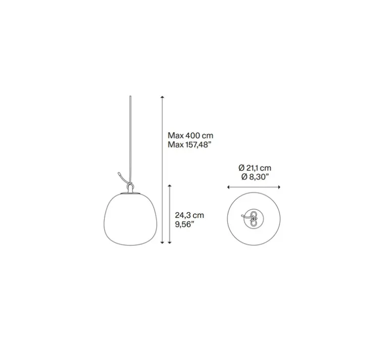 Suspension, Oblo Small sans rosace, blanc soie, LED, dim, 2700K, 1280 lm, Ø21cm, H24,3cm - Lodes