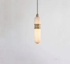 Suspension, occulo, laiton brossé, Ø10cm, H46cm - Bert Frank