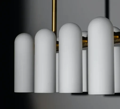 Suspension, Odyssey Linear SM, Laiton laqué bruni, verre mat, L114,3cm, H42,4cm - Schwung